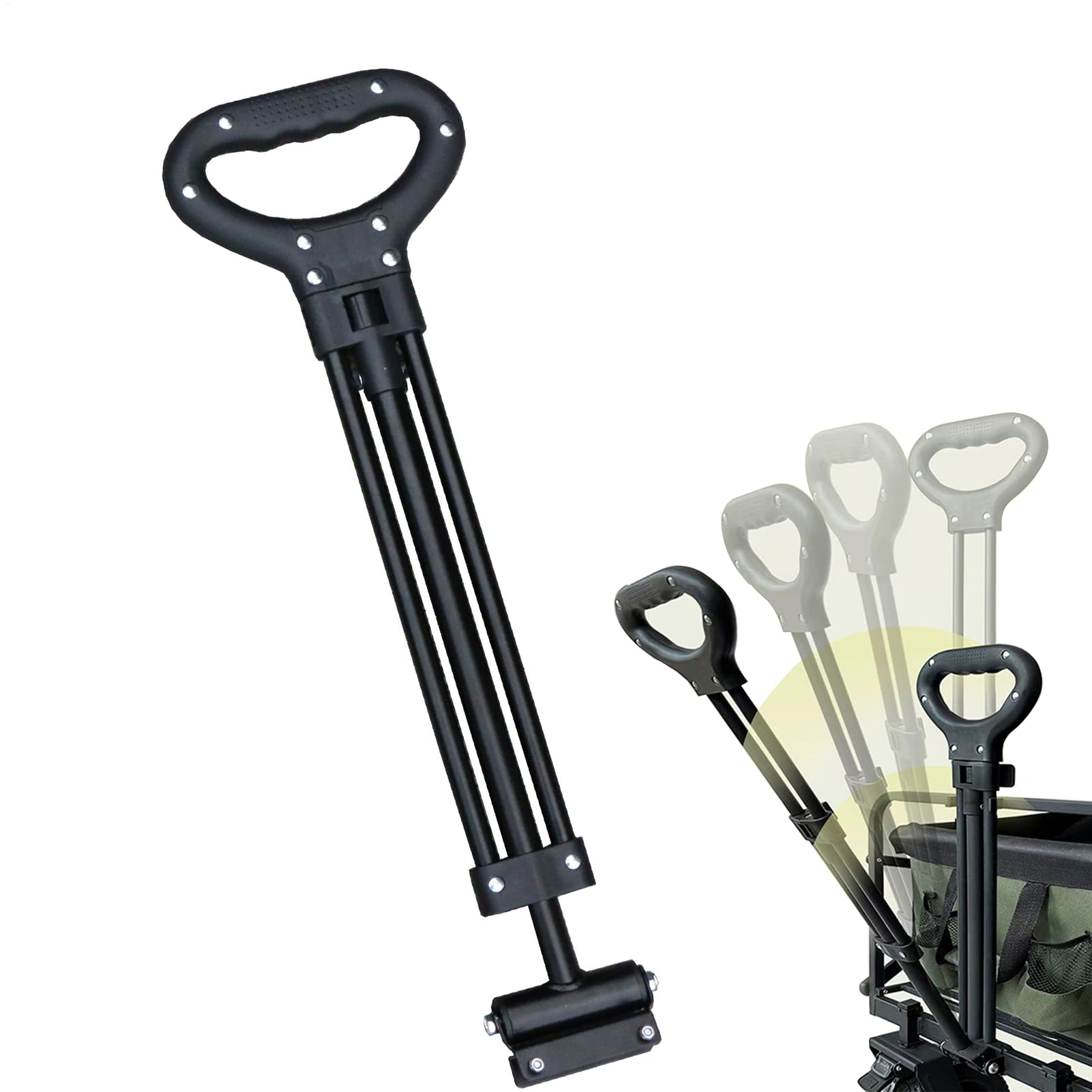Telescopic Outdoor Cart Handle, Trolley Pull Replacement Part, Adjustable Length Grip with Locking Button Design, Garden Cart Accessory, Utility Handle with Metal Build, for Beach Park