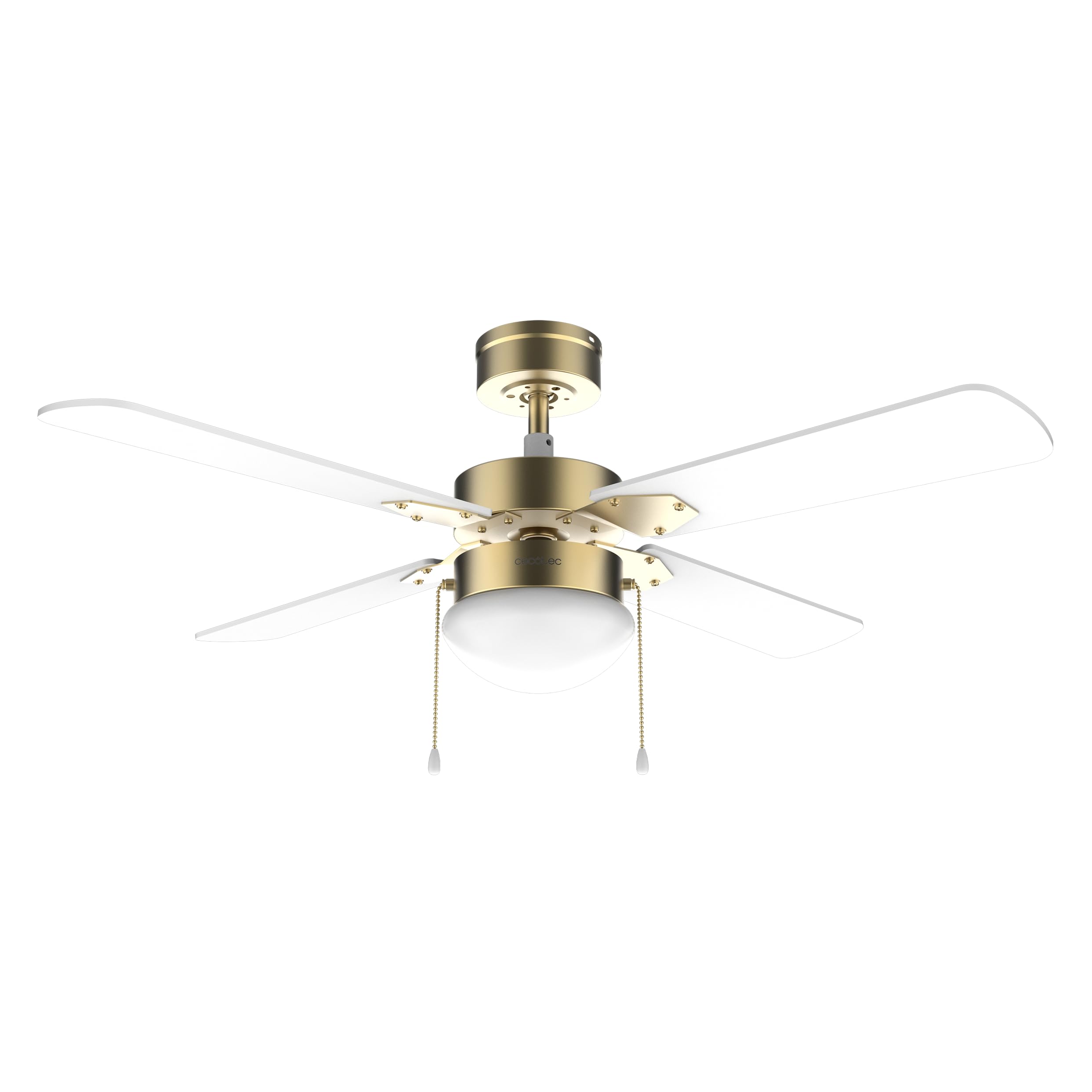 Cecotec - Deckenventilator mit Licht EnergySilence Aero 450 GoldWhite, 50W DC Motor, Durchmesser 106 cm, 3 Geschwindigkeiten, 4 umkehrbaren Flügeln und Winter-Sommer-Modus