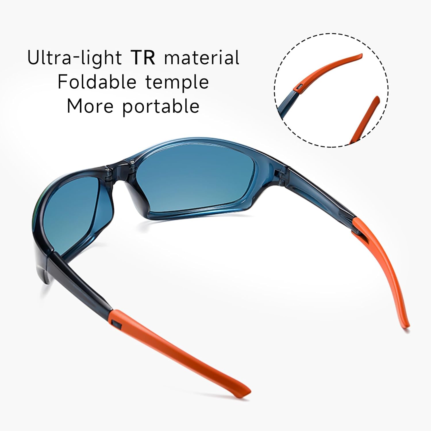 Foldable Polarized Wrap Around Sunglasses For Men - Lightweight Cycling Sports for Fishing Glasses UV Protection - Image 5