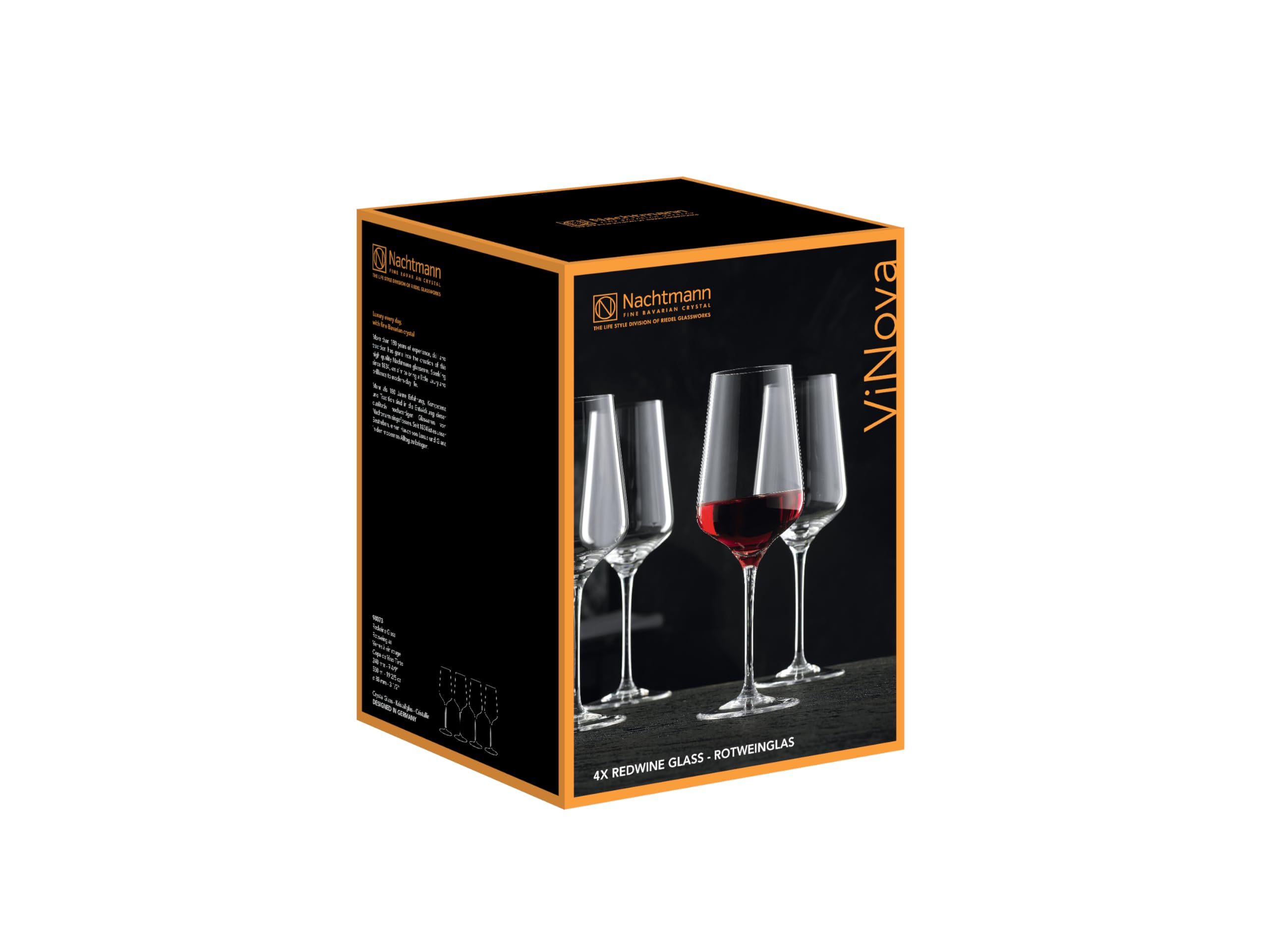 Nachtmann Rotweingläser 550 ml, 4 Stück, ViNova, 98073, Weingläser aus Kristallglas, Rotwein Gläser spülmaschinenfest (Packung mit 2)