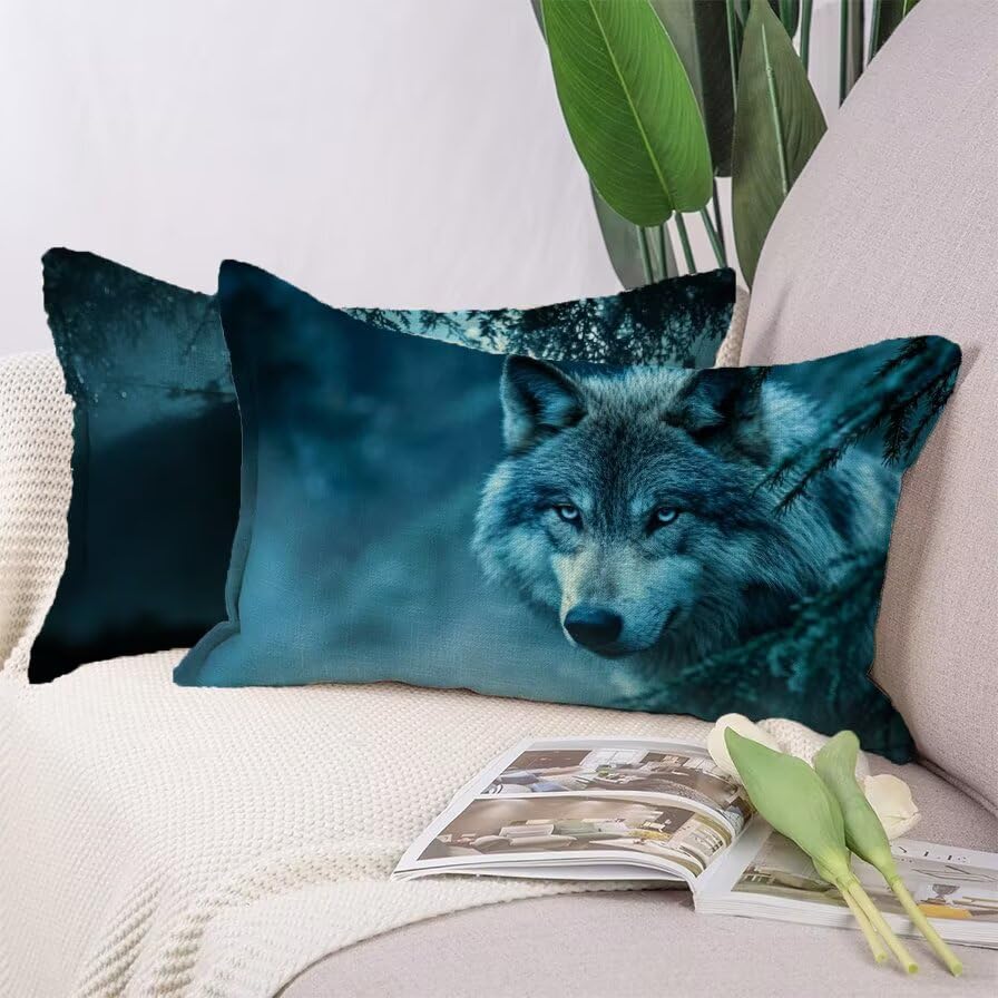 Housse coussin loup 75x50 étanche avec fermeture éclair cachée - 3
