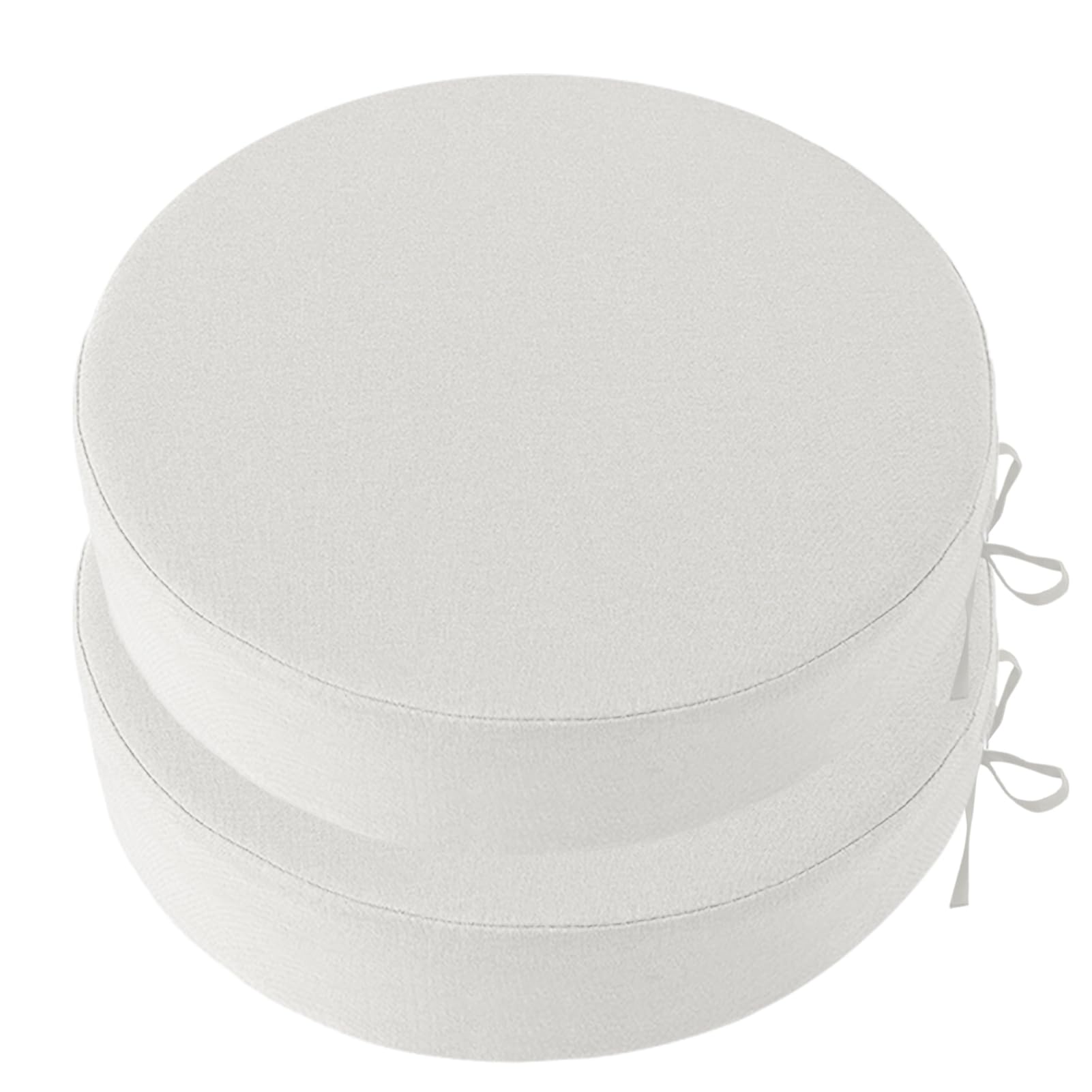 Heavyoff Outdoor Chair Cushions for Patio Furniture, Waterproof Round Patio Seat Cushions with Adjustable Straps for Garden Burgundy Sofa, Set of 2, White, 19x19x3 Inch