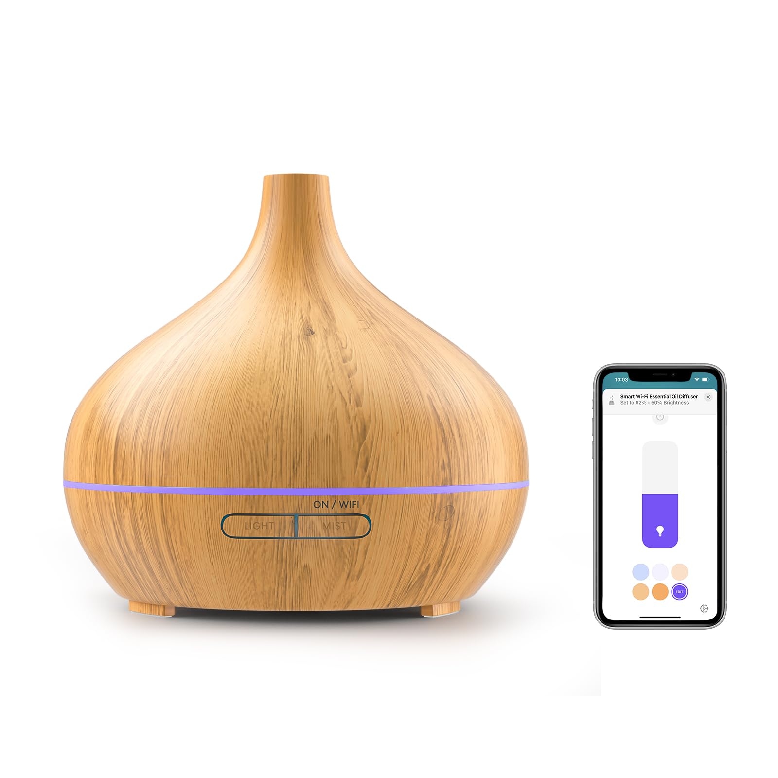 Meross Inteligentny dyfuzor zapachowy ze sterowaniem za pomocą aplikacji, nawilżacz powietrza, Wi-Fi, kompatybilny z Apple Home, Alexa i Google Home, zdalne sterowanie i sterowanie głosem, programator