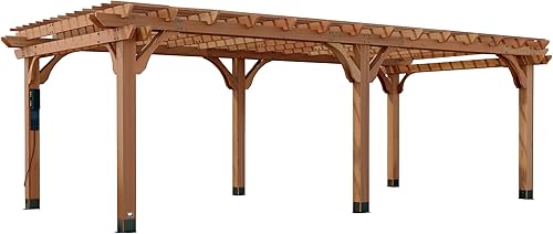 Miniatura 27 de Backyard Discovery Beaumont - Kit de pérgola tradicional de madera de cedro de 14 x 10 pies con techo enrejado, durabilidad para todas las Marrón