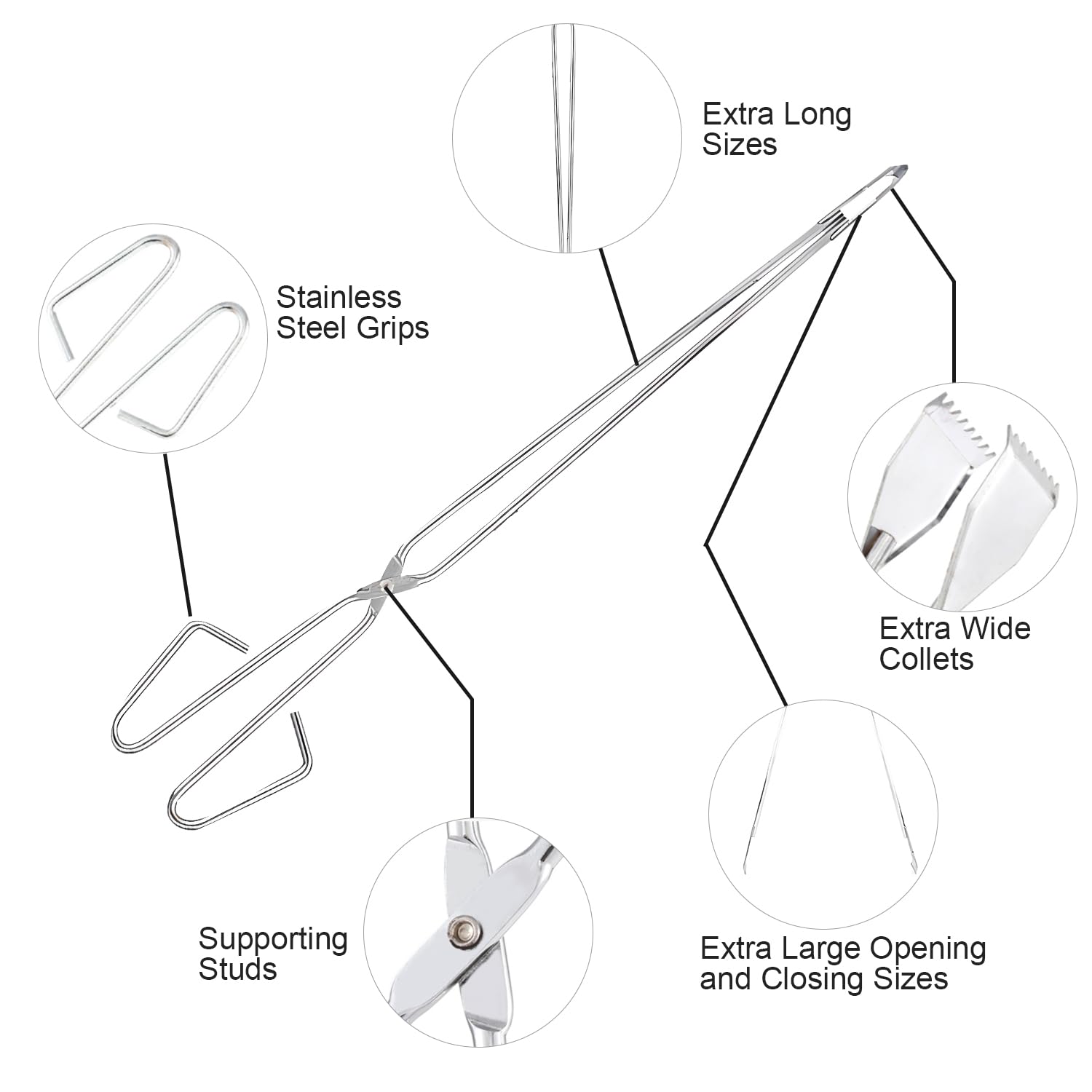 Tissting Pinces à Ciseaux Extra Longues, Pinces à Barbecue D'extérieur en Acier Inoxydable de 55 cm, Pinces à Ciseaux Longues de Cuisine, Pince à Charbon de Bois à Poignée Étendue, Pince