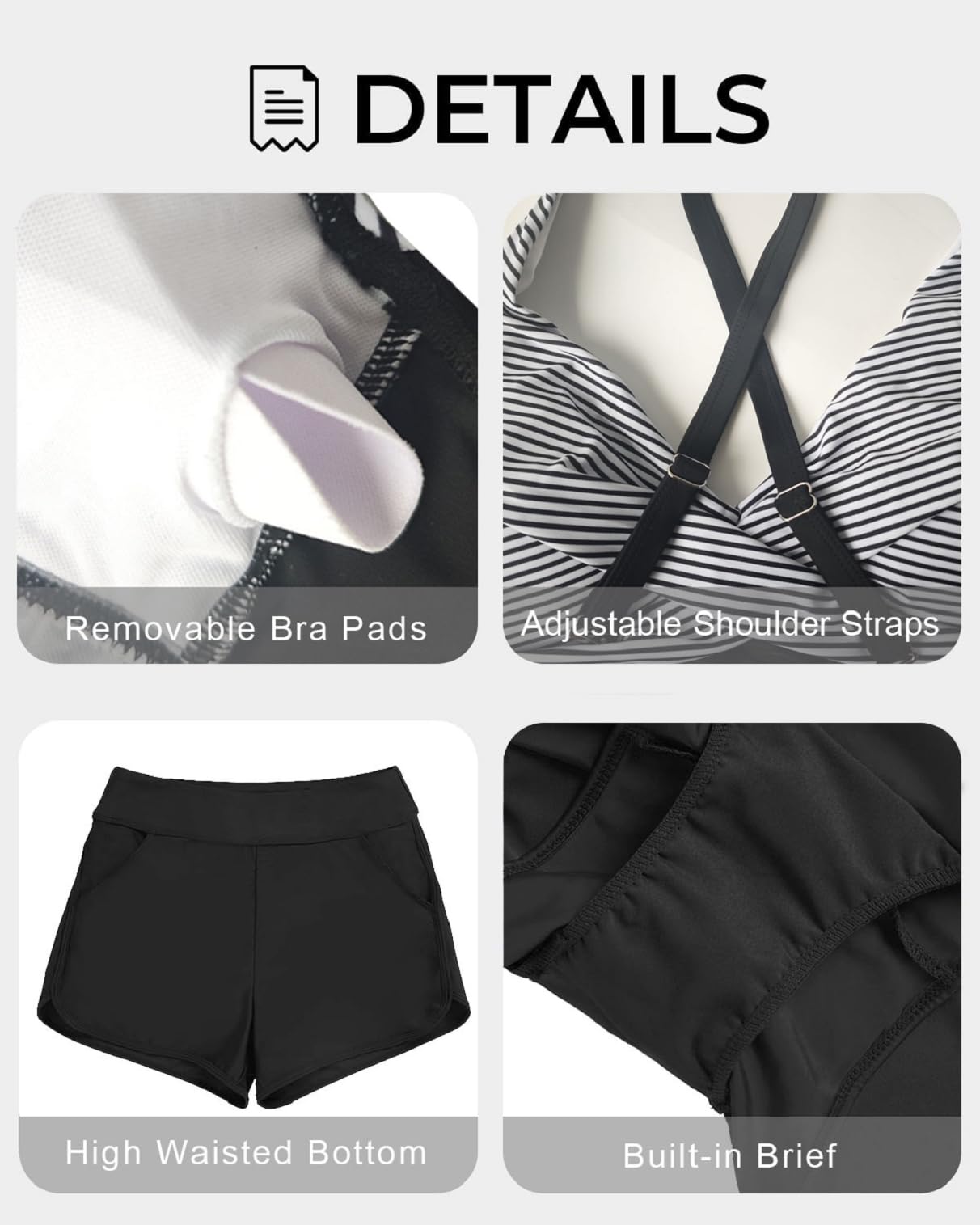 CheChury Tankini Mujer Cintura Alta 2 Piezas Reductor Vientre Plano Bañador Push Up Cuello V