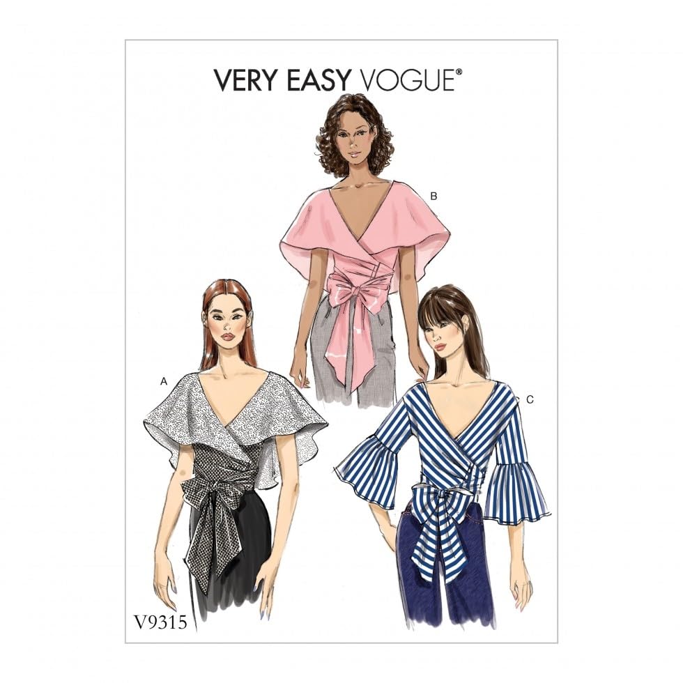 Vogue 9315 - Patrones de costura para camisetas (tamaño A5, 6-8-10-12-14)