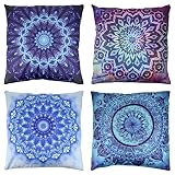 TOKIMMASH Double Sided Pattern Boho Decor Throw Pillows Covers，Retro Floral Mandala Hippie Room Ret
