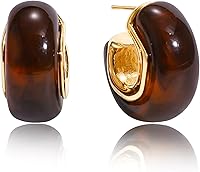 NEPULOY Chunky Brown Amber Dangle Drop Earrings for Women - Vintage Resin Gold Statement Earrings, Trendy Brown Jewelry Gifts