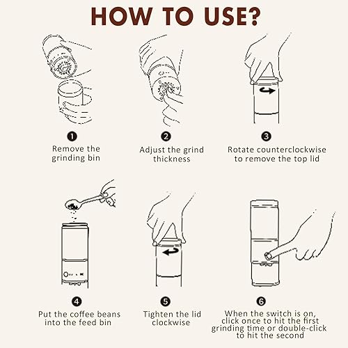 Miniatura 8 de SANMAS Molinillo de café eléctrico con núcleo de molienda de acero inoxidable, molinillo de café recargable con 80 ajustes de molienda de fino a