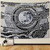 ✰ MATERIAL PERFECTO: Este tapiz de luna y estrella, hecho de 100% poliéster, súper suave, duradero y fácil de colgar, liviano, fácil de colgar, no se descolora.
