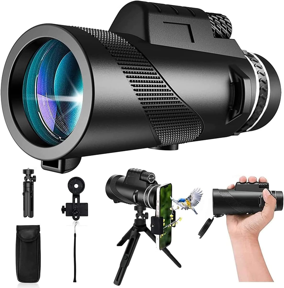 特撮 MISHKA/BADTEETHCOMICS LESTANG NICOLAS BezosMax 80x100 HD Monocular Telescope with Smartphone Adapter