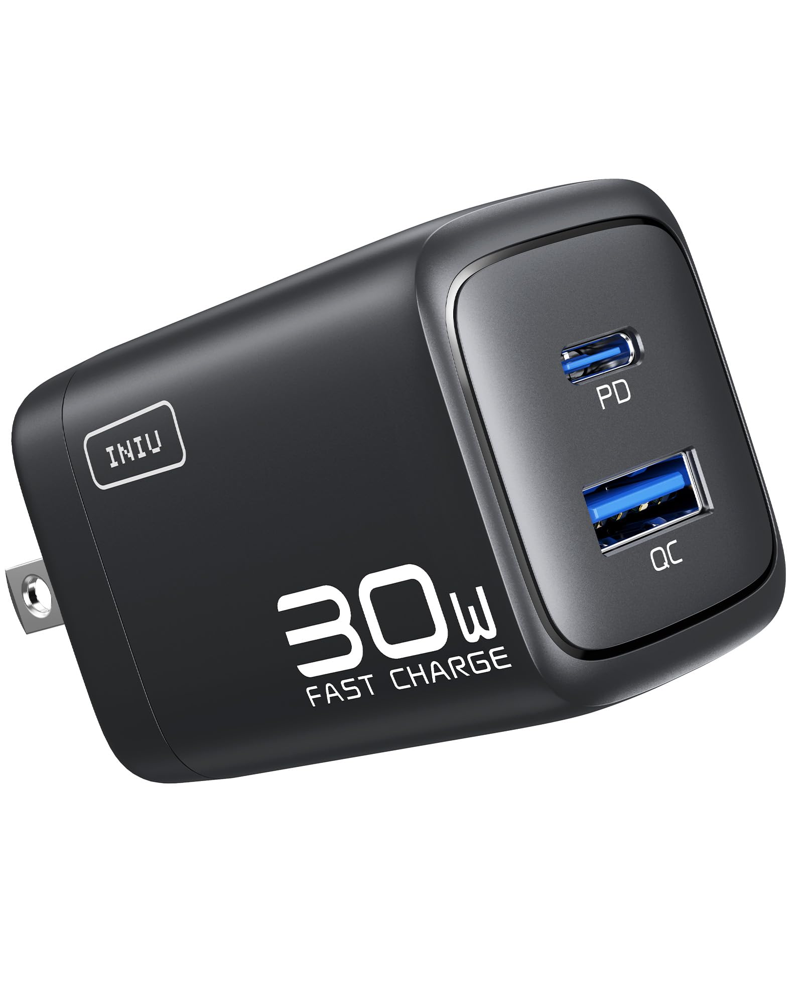 USB C Charger, 30W PD QC 3.0 Dual Port Type C Fast Charging Compact Charger Block with Foldable Plug for iPhone 17 16 15 Pro Max Samsung S24 S23 Note 20 iPad Pro Google AirPods etc