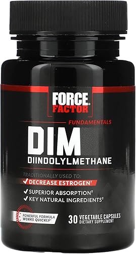 Vista 3 de Force Factor Píldoras DIM para disminuir el estrógeno en hombres, suplemento de diindolilmetano con ingredientes naturales clave y absorción