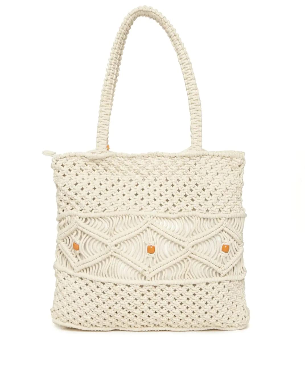 r.r.lala Women's Macrame, Macrame Bags Design Handbag Designs Purse Patterns Macrame Hand Bag Perfect Macrame Bag For Shopping, Party, Daily Life Etc. Full Size, White-picture-18