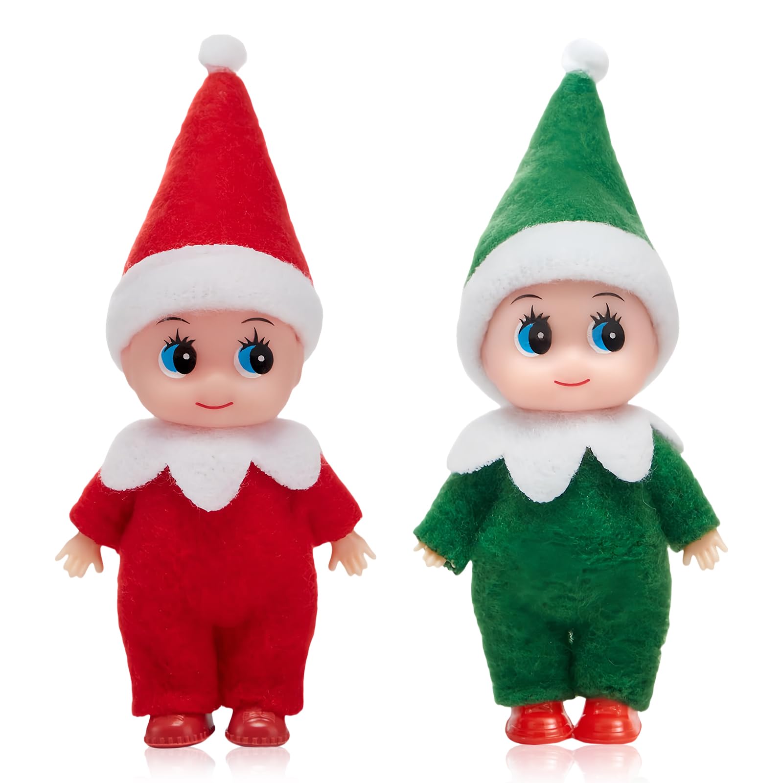 Mienocol 2pcs Christmas Elf Baby Twins Little Christmas Elves Christmas Tradition Mini Elf Baby Doll Christmas Accessory Tiny Elf Dolls for Boys&Girls Xmas Gift Advent Calendar Stocking Stuffers — image 1