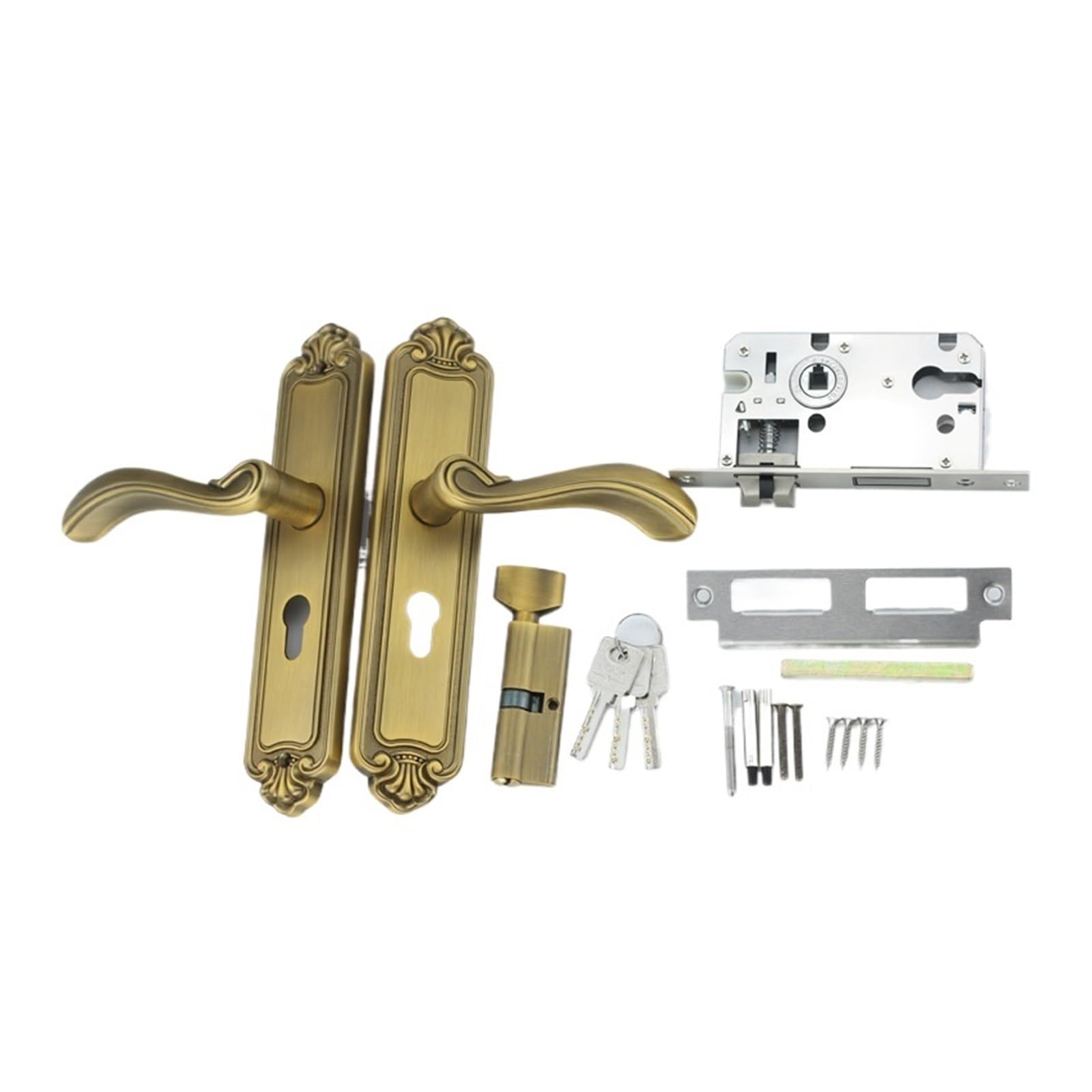 Serrure de porte mécanique en bronze jaune M11 pour chambre