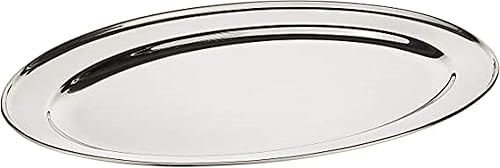 Miniatura 3 de Juego de 2 platos ovalados de acero inoxidable de 18 pulgadas, para aperitivos, aperitivos, frutas, tazas, pasteles, bandeja para servir platos