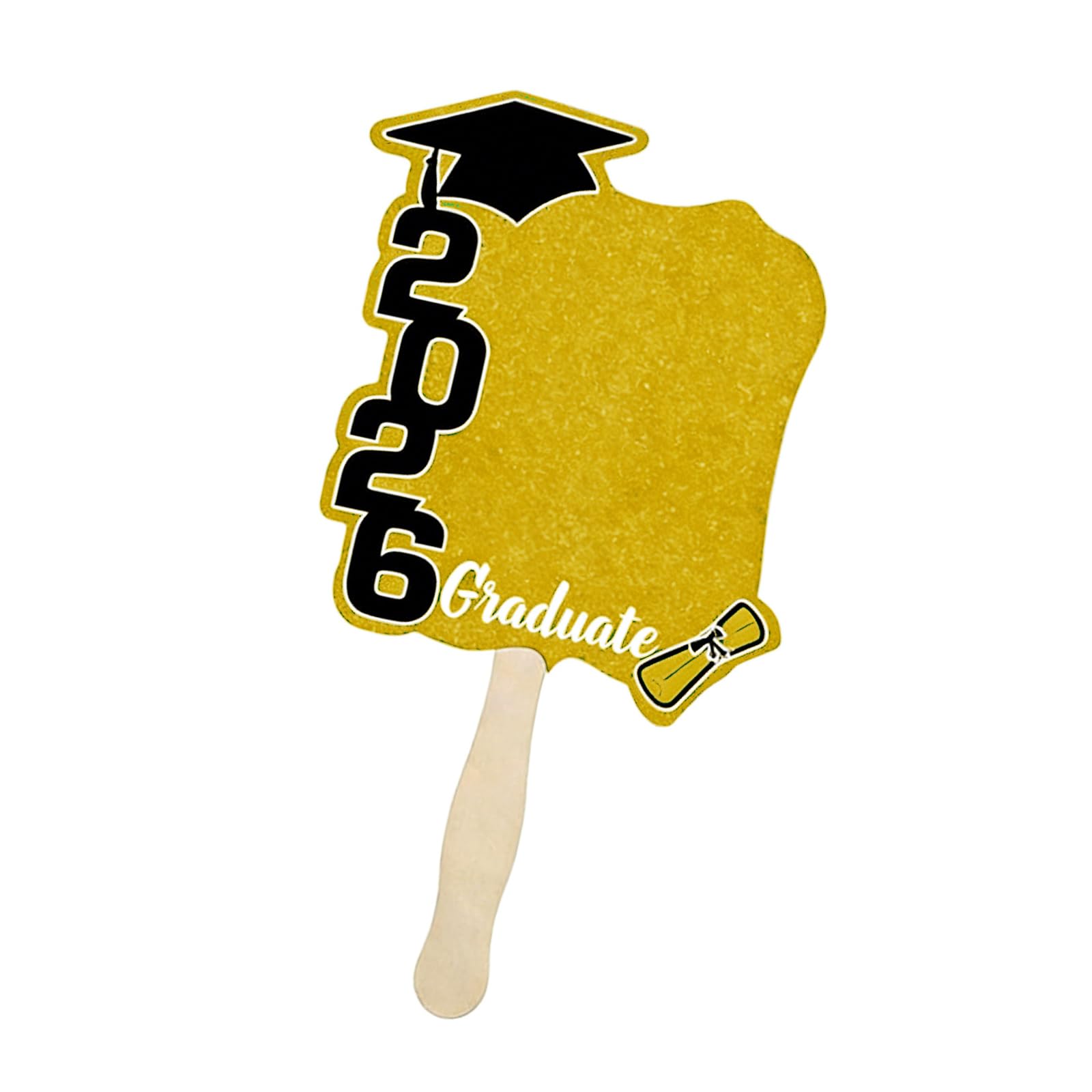 TQUXNGA Class of 2026 Graduation Fan Double Sided Printed Wooden Hand for Ceremony Decoration Commencement Gift Double Partial