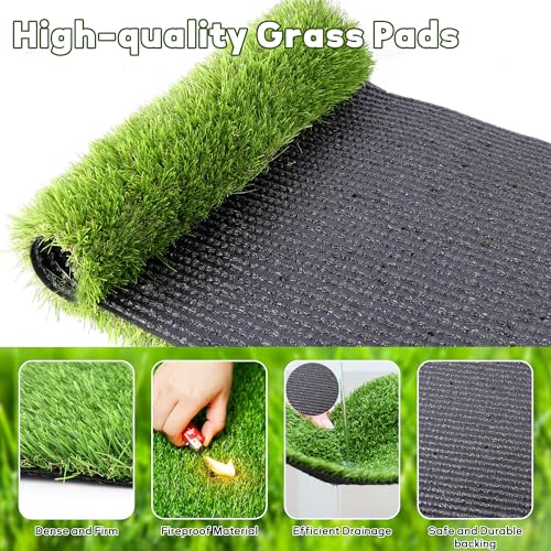 Image of Dog Grass Pad with Tray, 26''X26'' Artificial Turf Grass Potty, 2-Pack Reusable Puppy Pee Pads for Dogs, Portable Dog Litter Box for Indoor /Outdoor Potty Training Toilet