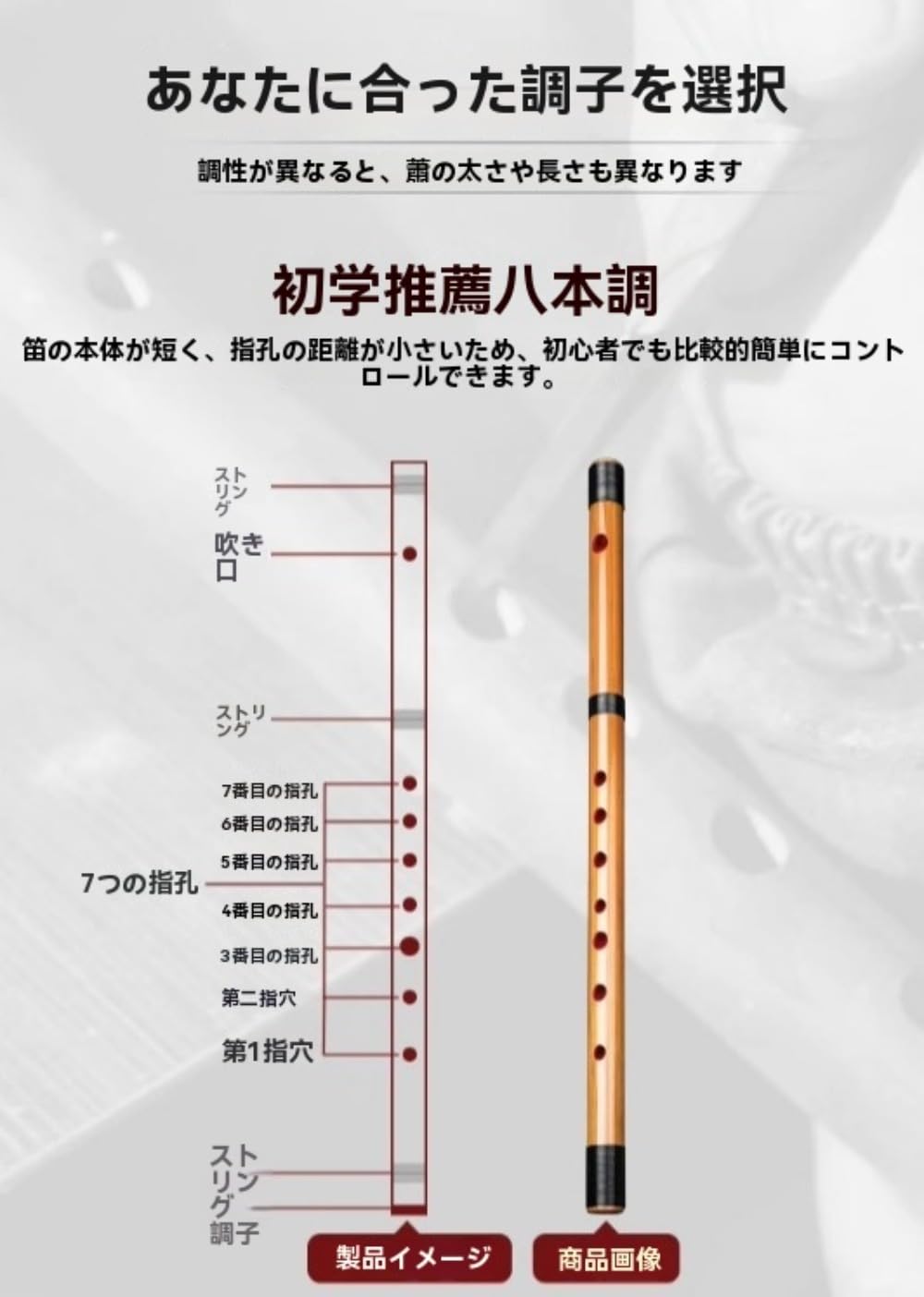 Amazon | Lamantt篠笛 入門用 竹笛 横笛 伝統的手作り 無膜孔笛 7 穴 6