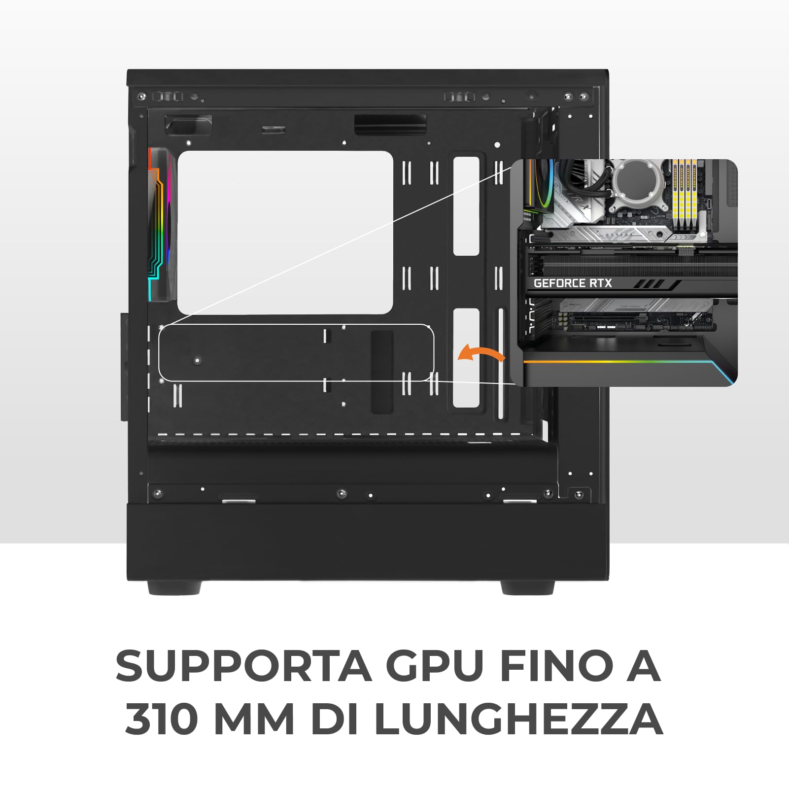 Noua Nexus PK100, Case Gaming MicroATX Compatto, Ventola PWM ARGB, Vetro Temperato a Doppia Finestra, Micro Tower con USB 3.0, Nero