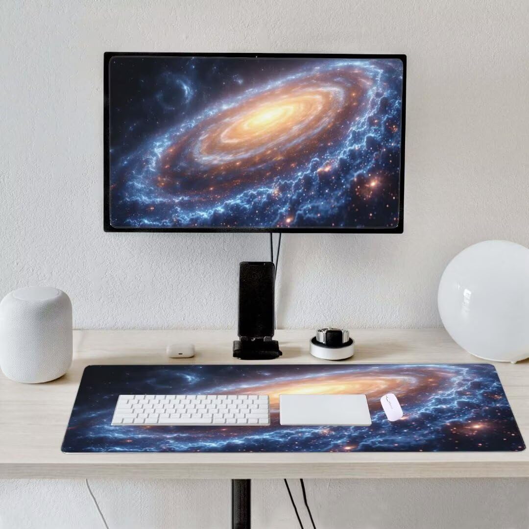 Alfombrilla de ratón 1400x600x3 MM, Alfombrilla Ratón XXL Extendida de Gran Tamaño con Bordes Cosidos, Base de Goma Antideslizante Almohadilla para Teclado, Cielo de ensueño S-9737