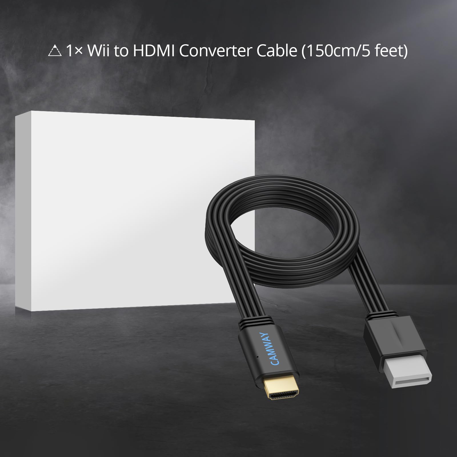 CAMWAY Konwerter Wii na HDMI 1080P/720P z kablem 150 cm, obsługuje NTSC 480i/480p, Pal 576i, Wii na HDMI do telewizora HDTV i monitora, Plug i Paly, kolor czarny