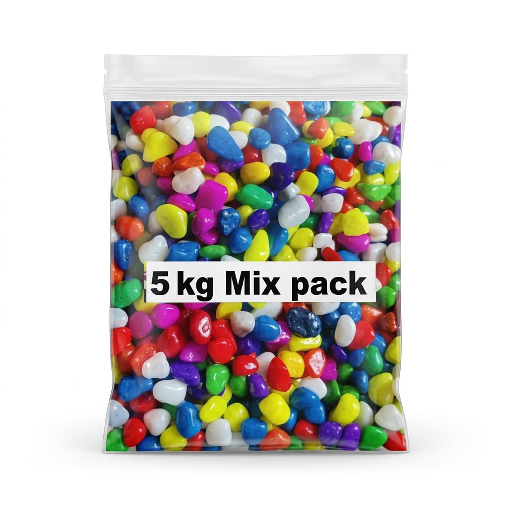 5kg-SHARMA JI Premium Glossy Colorful Pebble Marble Stones, Multicolour, 5 kg, Decorative Stones | Natural Polished River Rocks, For Plants Pots, Aquarium, Garden, Landscaping, Vase Fillers, Terrarium-image-18