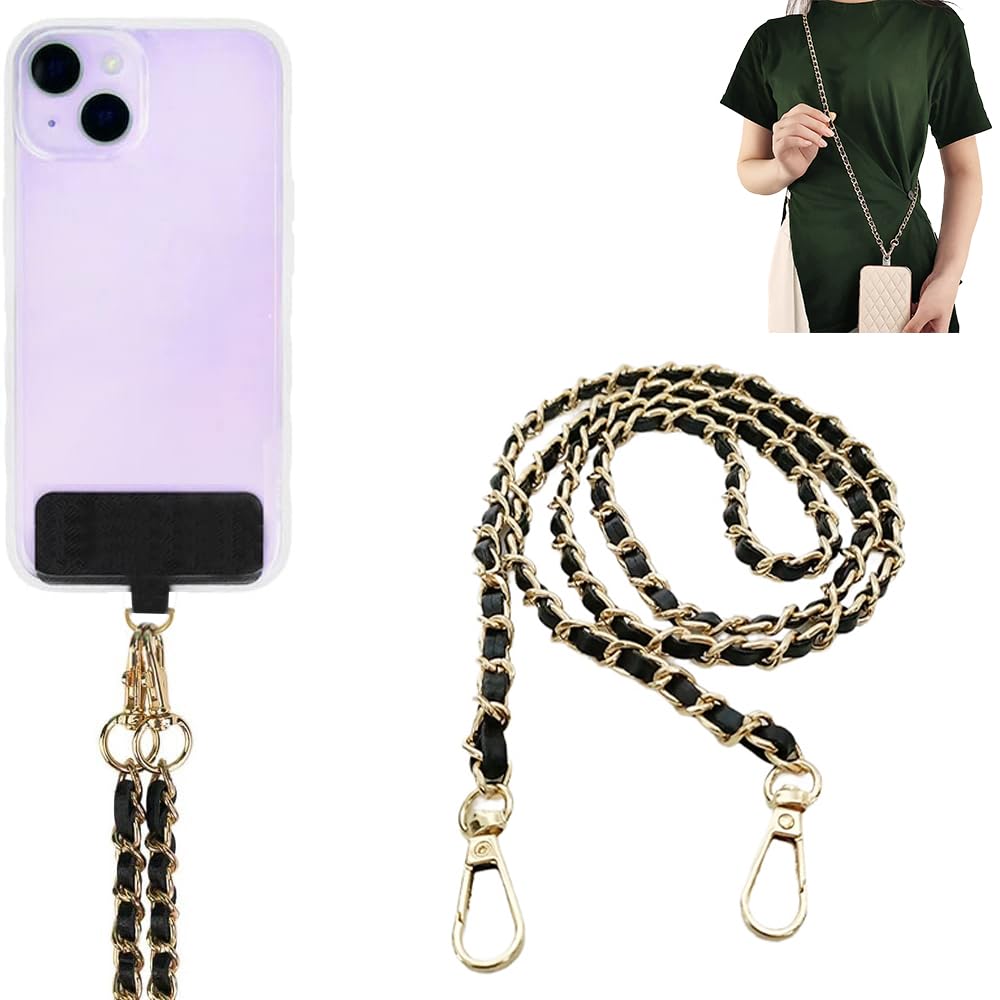 Kidoca Lanyard for Cell Phone Crossbody Hanging Chain Sling Mobile Holder Around Neck to Carry iPhone & Smartphone with Detachable Crossbody Shoulder Strap for Girls Braided Gold Chain (Black) (B0CDXSTP5Z) Amazon Price History, Amazon Price Tracker