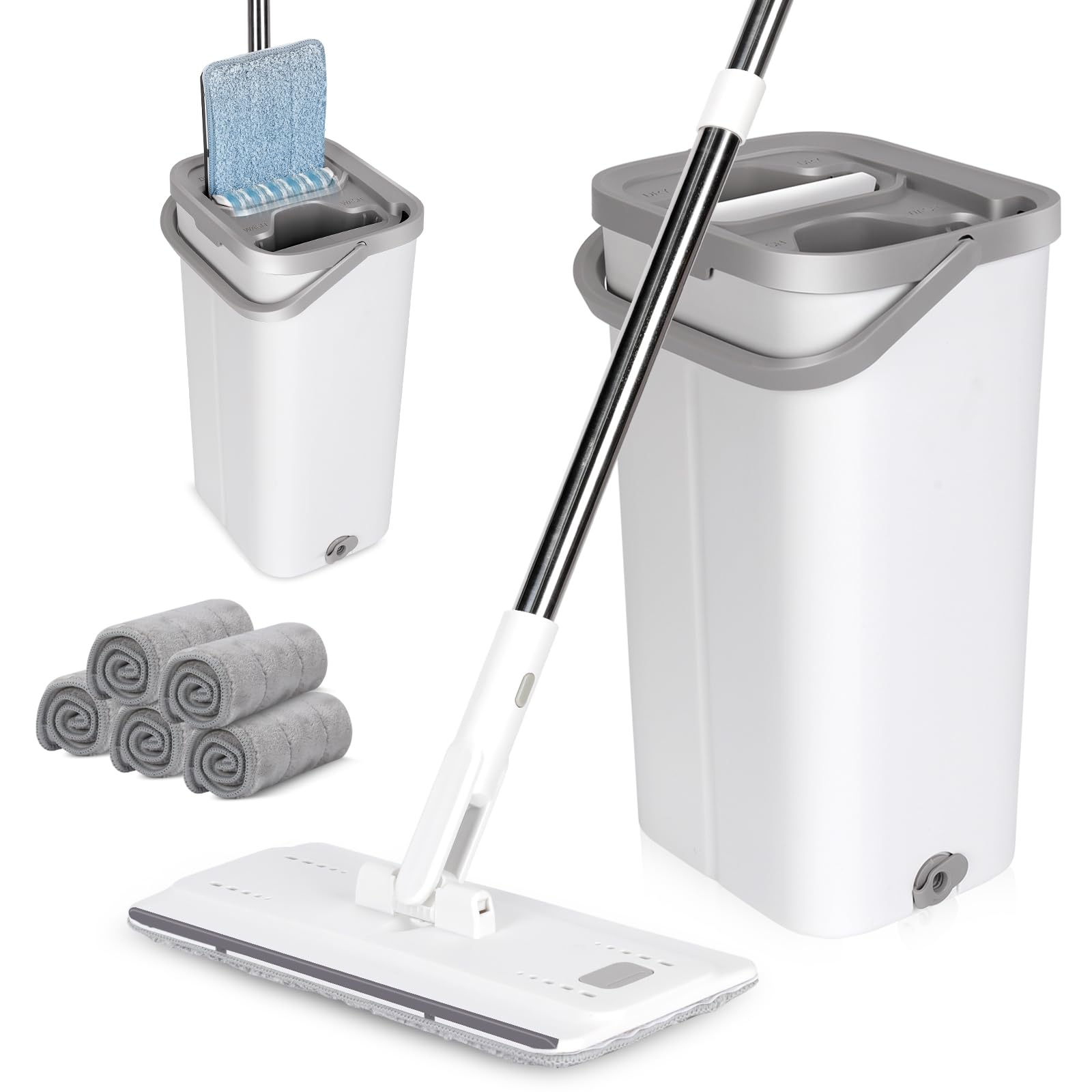 Masthome Wischmopp Set mit Eimer,125cm Bodenwischer mit 2 in 1 Masthome Wischmopp Set mit Eimer,125cm Bodenwischer mit 2 in 1