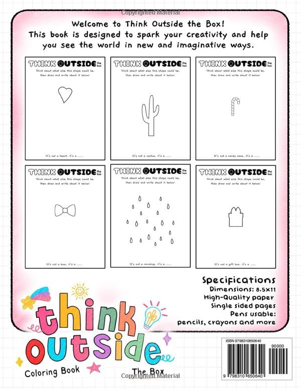 Think Outside The Box Coloring Book: Finish the Picture Your Way with Unique Drawing Activities and Coloring Pages to Boost Creativity for Kids and Teens Fun and Relaxation - Image 2