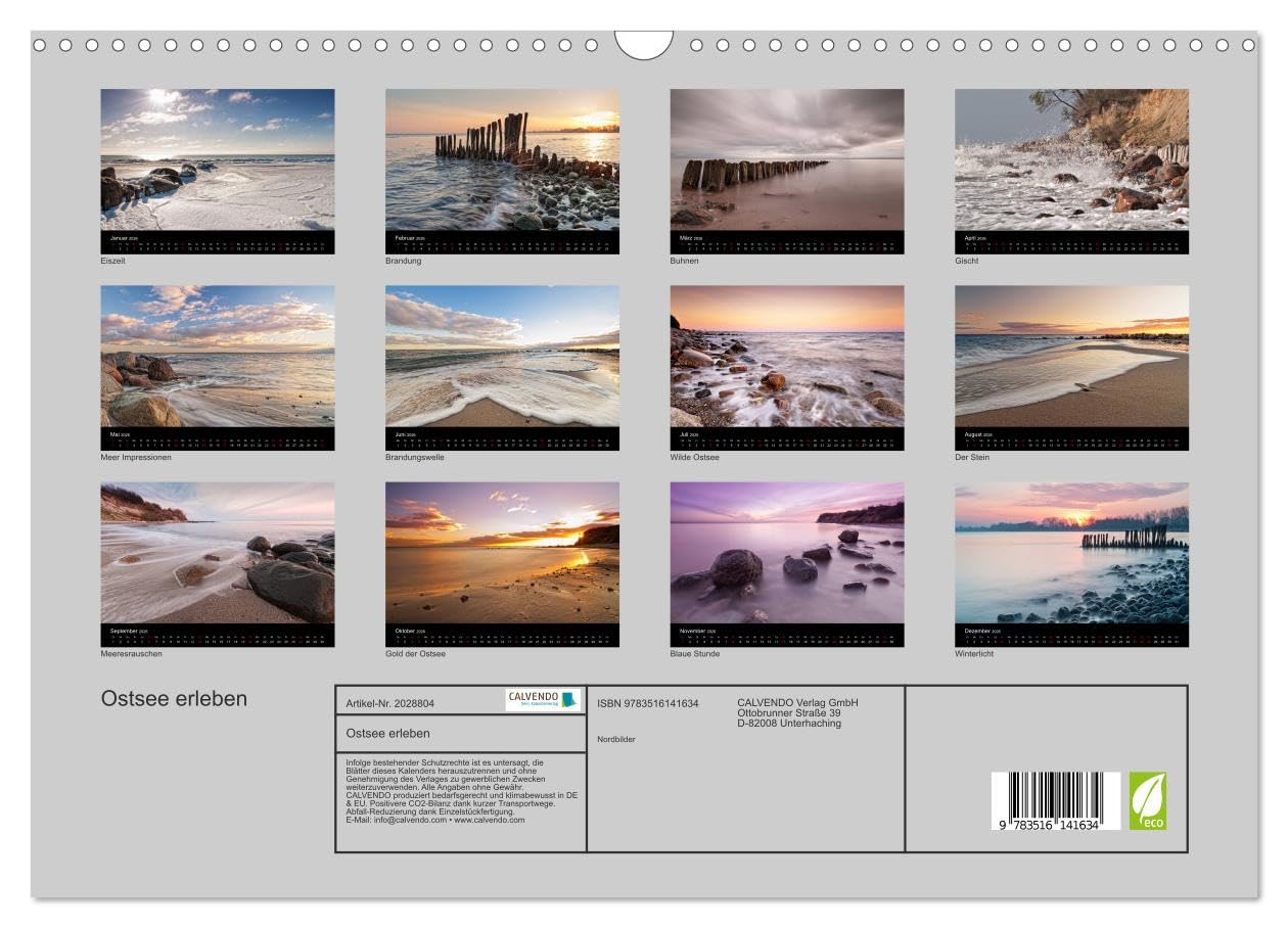 Ostsee erleben (Wandkalender 2026 DIN A3 quer), CALVENDO Monatskalender: Die Ostsee zu verschiedenen Jahres- und Tageszeiten