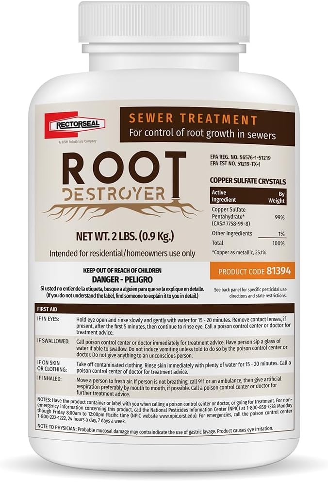 Root Destroyer 81394 Sewer Treatment, Easy Application, Fast Acting, 2 lb
