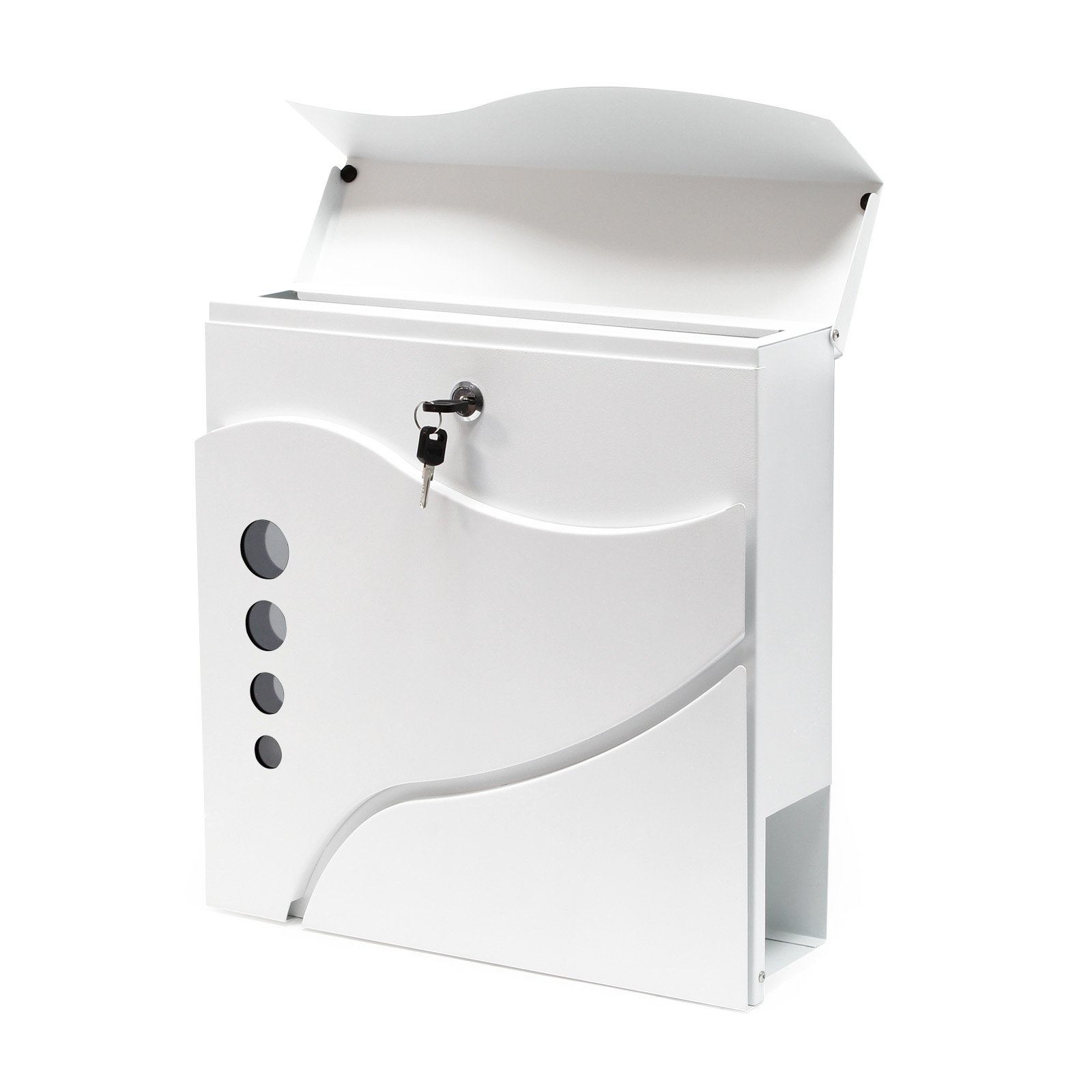 Wiltec Cassetta postale con vano portagiornale V31 bianco 370 x 105 x 370 mm