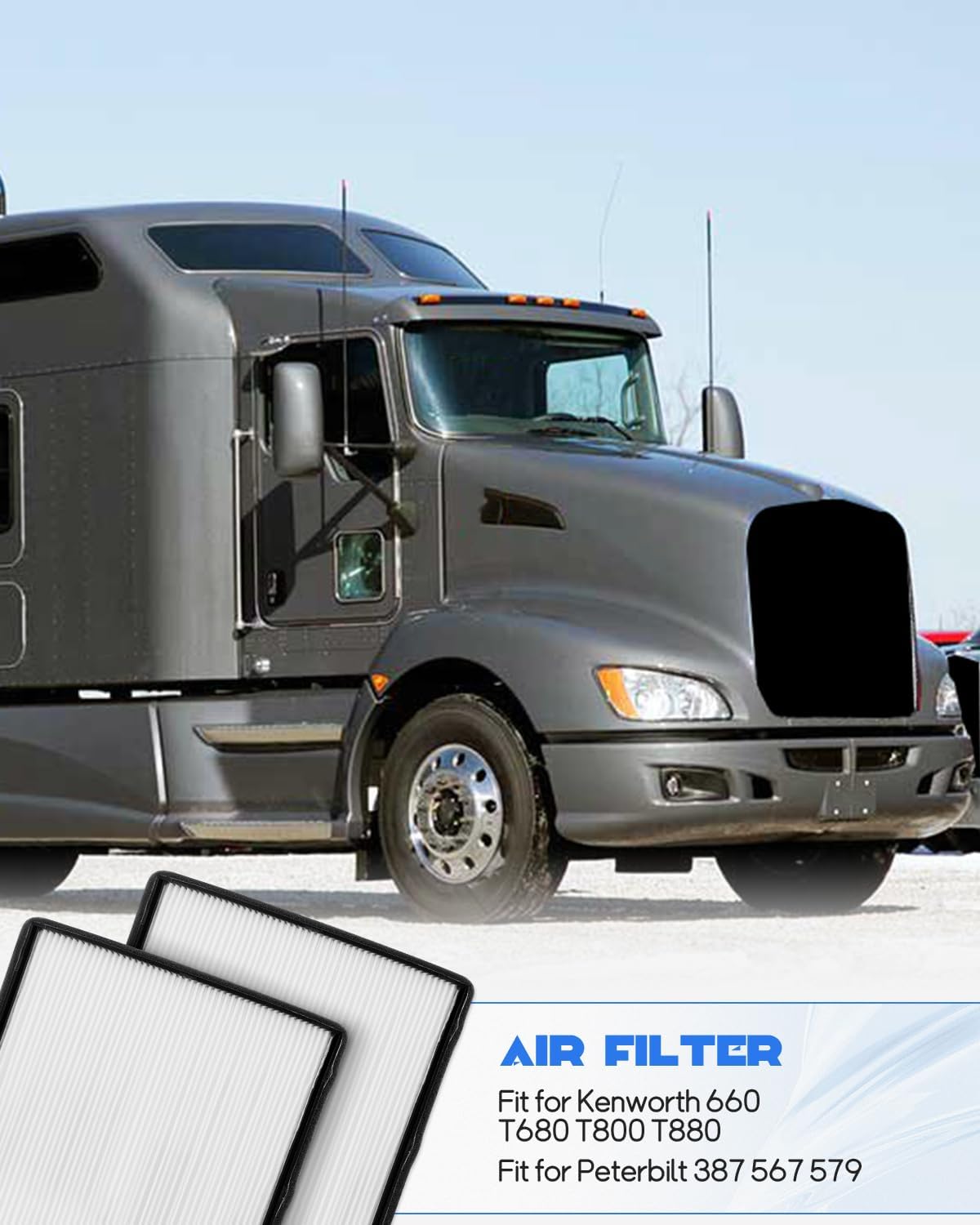 4PCS Cabin Air Filter Fit for Kenworth 660 T680 T800 T880 Peterbilt 387 567 579, Replace F37-1018 PA30269 S28571 S-9034 AF56102