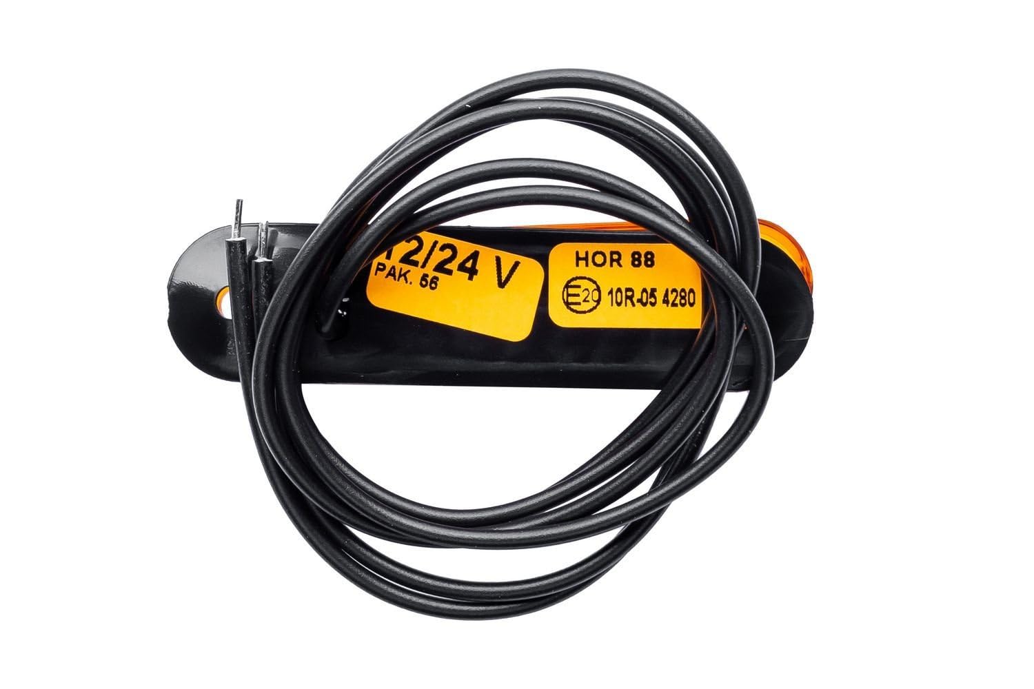 Set di 4 Luci di Posizione Laterali a LED Arancioni Horpol LD 2328 Slim Ultrasottili Universali 12V 24V Impermeabili IP68 Cavo 0,5m per Rimorchio Camion Macchine Agricole Furgoni