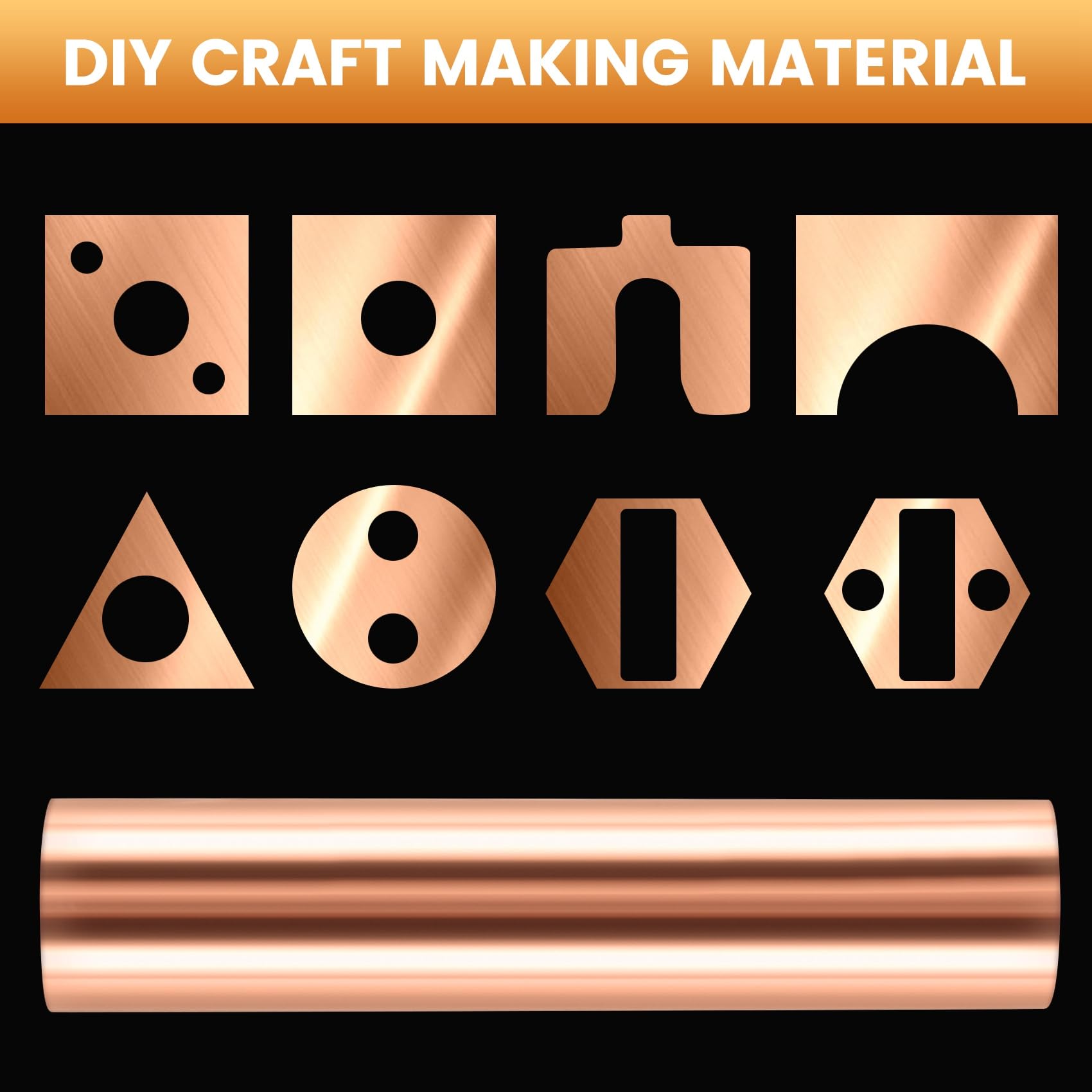 Lizusidtsy Copper Sheet Roll, Metal Foil Plate 1000mm x 100mm x 0.01mm