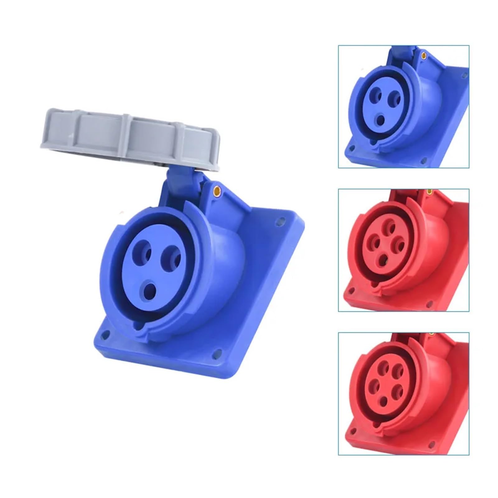 1pc IP67 Waterproof Industrial Plug and Socket 16A 32A 63A 125A Wall Mounted Socket Panel Mounted Coupler 220V — view 2