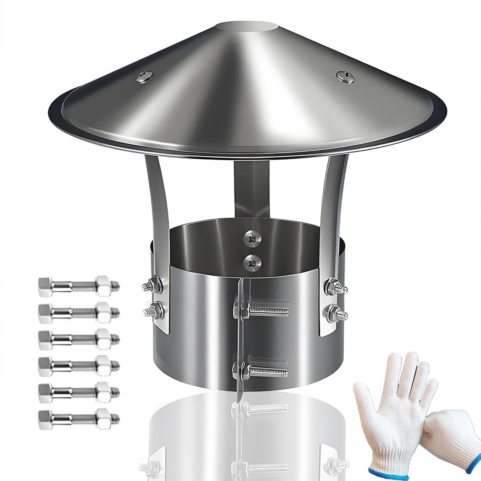 AYUWQZX Cone Chimney Cap 201 Stainless Steel Round Stove Pipe Cover 3-12.4 inches Adjustable(230mm/9in)