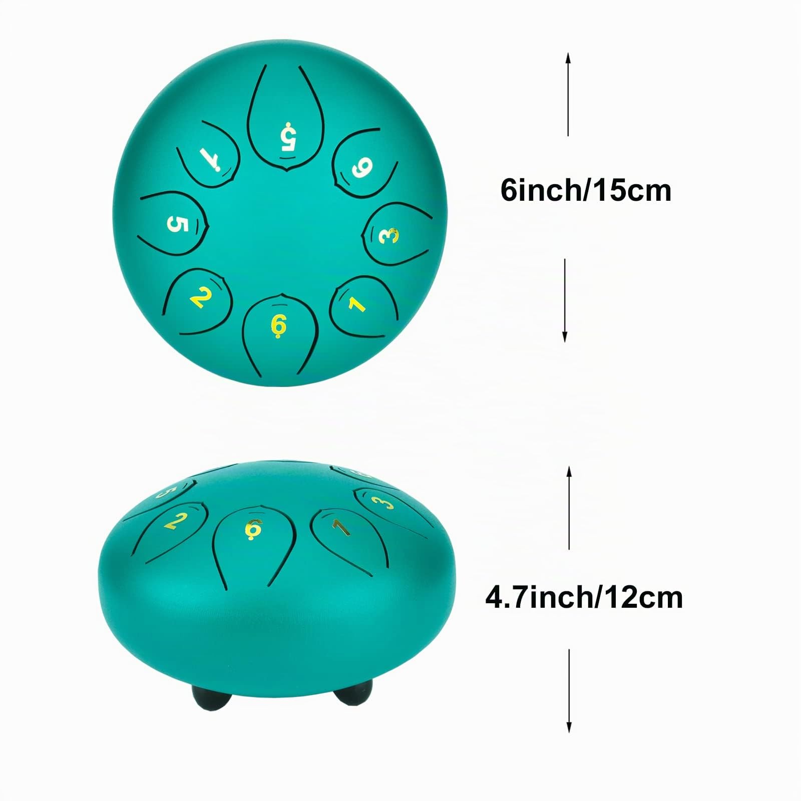 Tambor de Lengua de Acero 6 Pulgadas 8 Notas Drum Mini Tambor de Percusión Instrumento Musical Tambor de Mano con 2 Mazos para Infantil, Adulto, Principiante