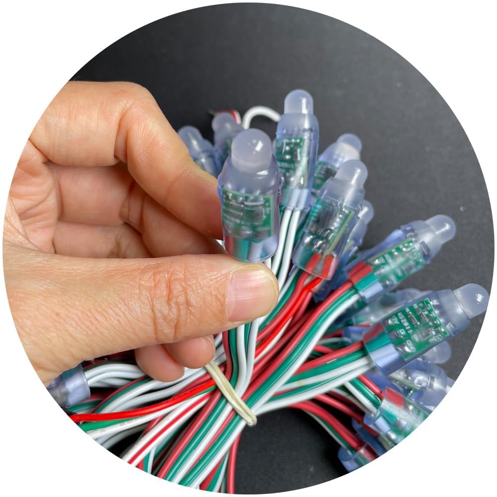 dc 5v 50pcs/set digital rgb led pixel light individually addressable waterproof round led pixels module multicolor (set of 50 pcs)