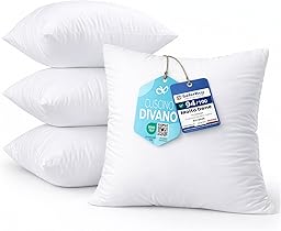 Flowen Cuscini per Divano 45x45 Imbottitura Cuscini 4 pezzi Interno Decorativi Quadrati Morbidi con Federe in Poliestere Bianca Anallergici Antiacaro Arredo Casa Salotto Letto