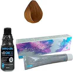 Tinta Sensi Color Hipoalergênica Alergoshop 7.7 Louro Marrom Intenso + Água Oxigenada