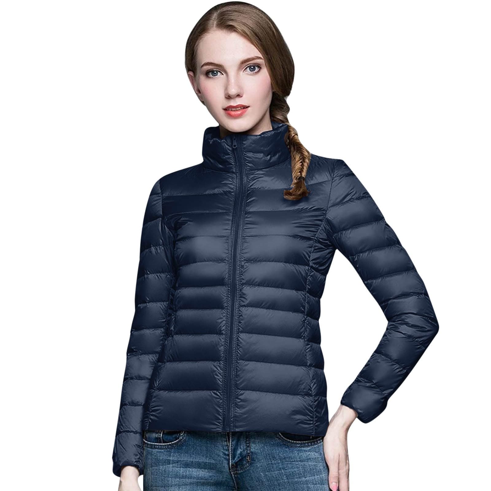 Générique Femmes Doudoune Ultra Légère Courte Veste Duvet Chaud Hiver Compressible Blouson,Femme Manches Longues Duvet Manteau Matelassé Automne Col Montant Blousons d'Extérieur Décontracté