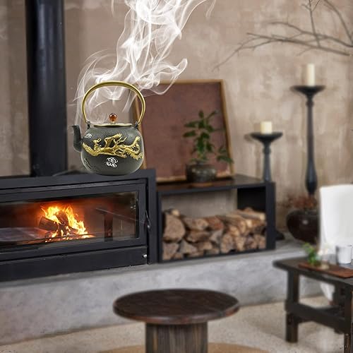 Miniatura 4 de Funmaker - Tetera de tetubina de estilo japonés, tetubina de hierro, tetera japonesa de hierro fundido, hecha a mano, sin recubrimiento, 40.5 onzas