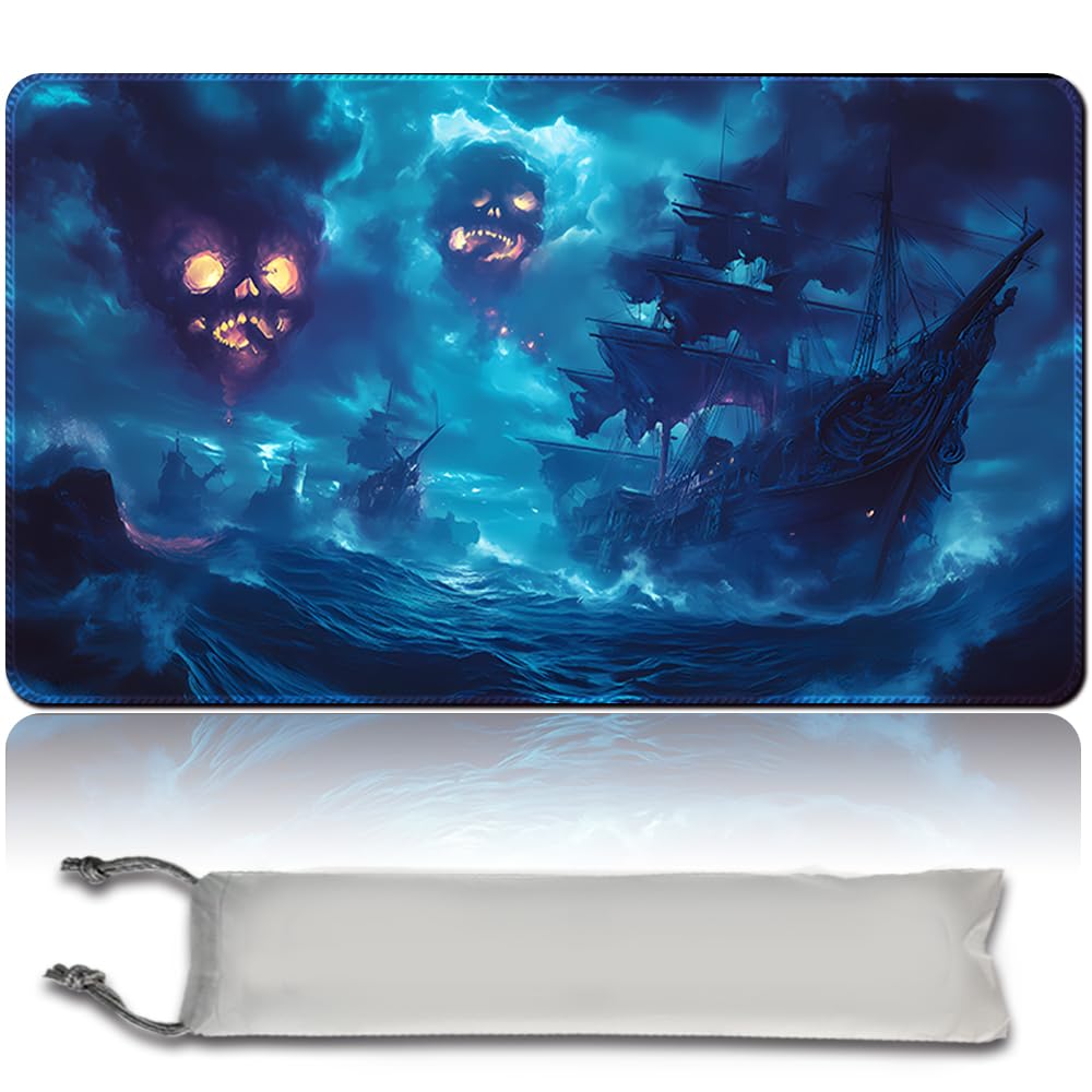 MTG Play Mat MTG PlayMat -60 cm x 35 cm, Original Art, Non-Slip TCG Play Mat with Rubber Base and Stitched Edges, Commander TCG Rollable & Foldable Card Mat (No Zone, mtg48-3)