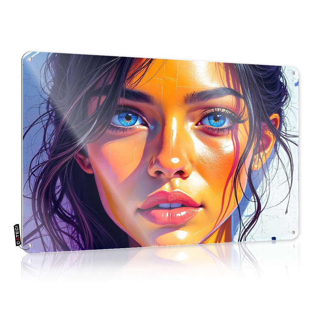 Sujd Colour Tapestry Gift For Nurse Decorations - A Vibrant Portrait With Striking Blue Eyes. Awesome Metal Wall Art Ready To Hang For Camper(30X40cm)