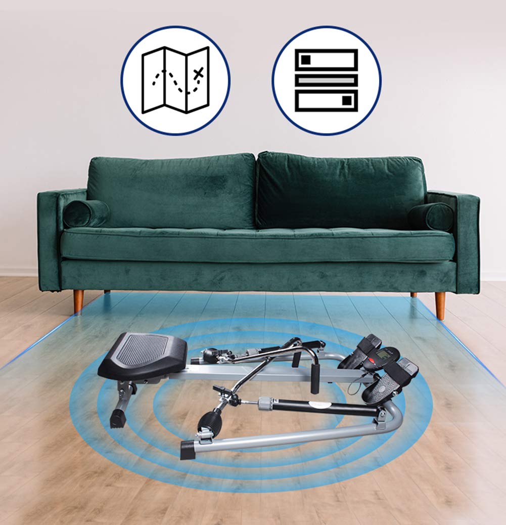Máquina de Remo Plegable, Máquina de Remo Hidráulica, Resistencia Ajustable, con Pantalla LCD, Carga Máxima 120 Kg, para Gimnasio en Casa
