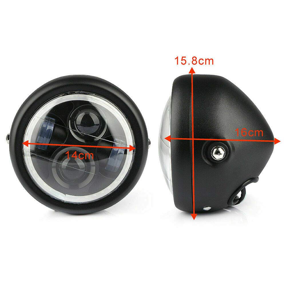 Baceyong Faro anteriore per moto, Faretti moto, Faro anteriore a LED Shell nero Lampada con lente bianca